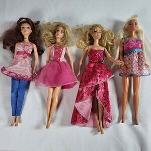 Lot of 4 Barbie Dolls w/ Dresses – Fashion Barbie Bundle Pink Formal Outfits